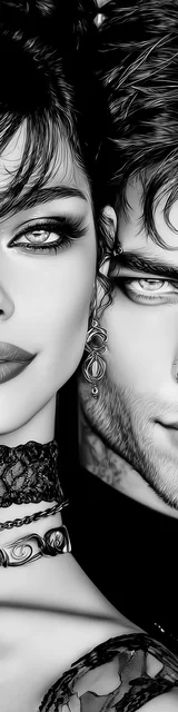 Free dark romance bookmark featuring a gray-skinned couple facing forward